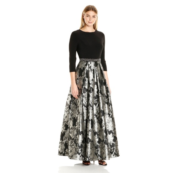 Alex Evenings 3/4 Sleeve Floral Patterned with Beaded Trim Evening Dress Size 10 - Picture 1 of 8